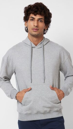Grey Melange Oversized Hoodie